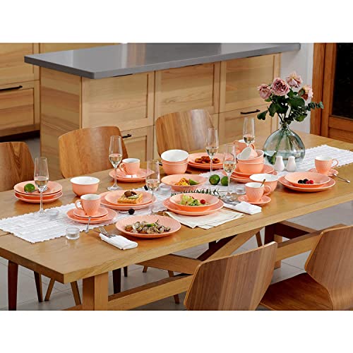 suntun Geschirrset 6 Personen, 36 teilig Porzellan Retro Orange Tafelservice Geschirr-service Kombiservice mit 6 Speiseteller, 6 Suppenteller, 6 Kuchenteller, 6 Schalen, 6 Kaffeetassen, 6 Untertassen - Image 8