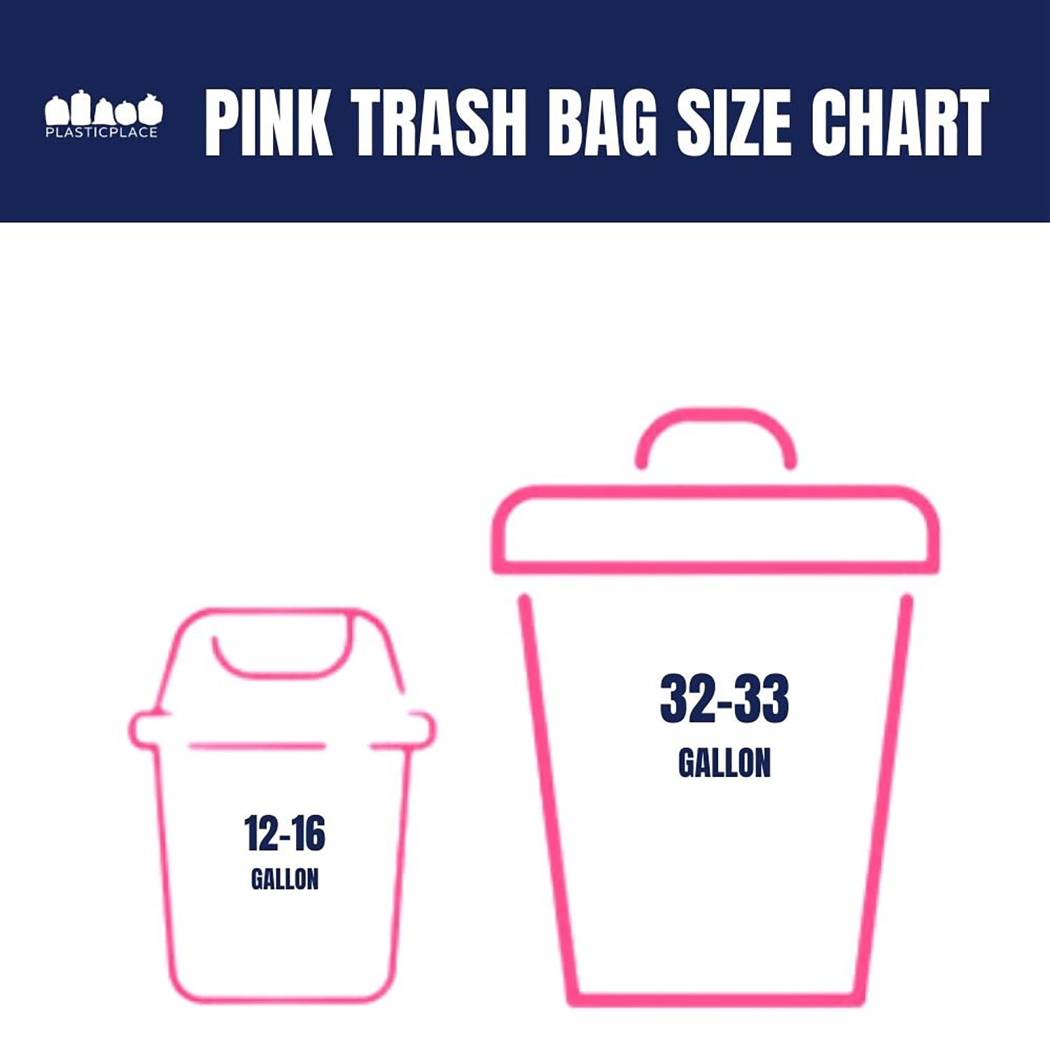 Plasticplace Bolsas de basura de 32 a 33 galones, 1.5 mil, bolsas de basura rosas, 33 x 39 pulgadas (100 unidades) (W33PNK15)