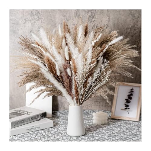 ePicsoa Getrocknete Pampasgras Dekoration, 90 Stück Pampasgras mit Bunny-Tails-getrockneten Blumen, Schilfgrasstrauß für Hochzeits-Boho-Blumen und Tischdekoration zu Hause, Rustikale Bauernhaus-Party