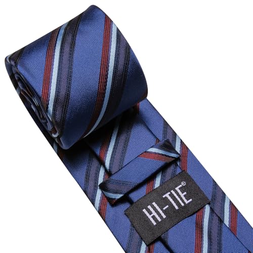 Image of Hi-Tie Men's Tie Lapel Pin Set Pocket Square Cufflinks Formal Woven Silk Tie Sets Wedding Party