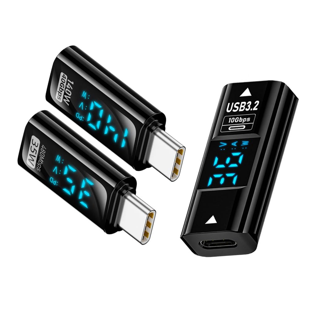NFHK Adapter 3pcs/lot Type-C Smart LED Display USB-C Female to USB Type-A 8P Adapter Data Current Voltage Fast Charging Monitoring Display Tester