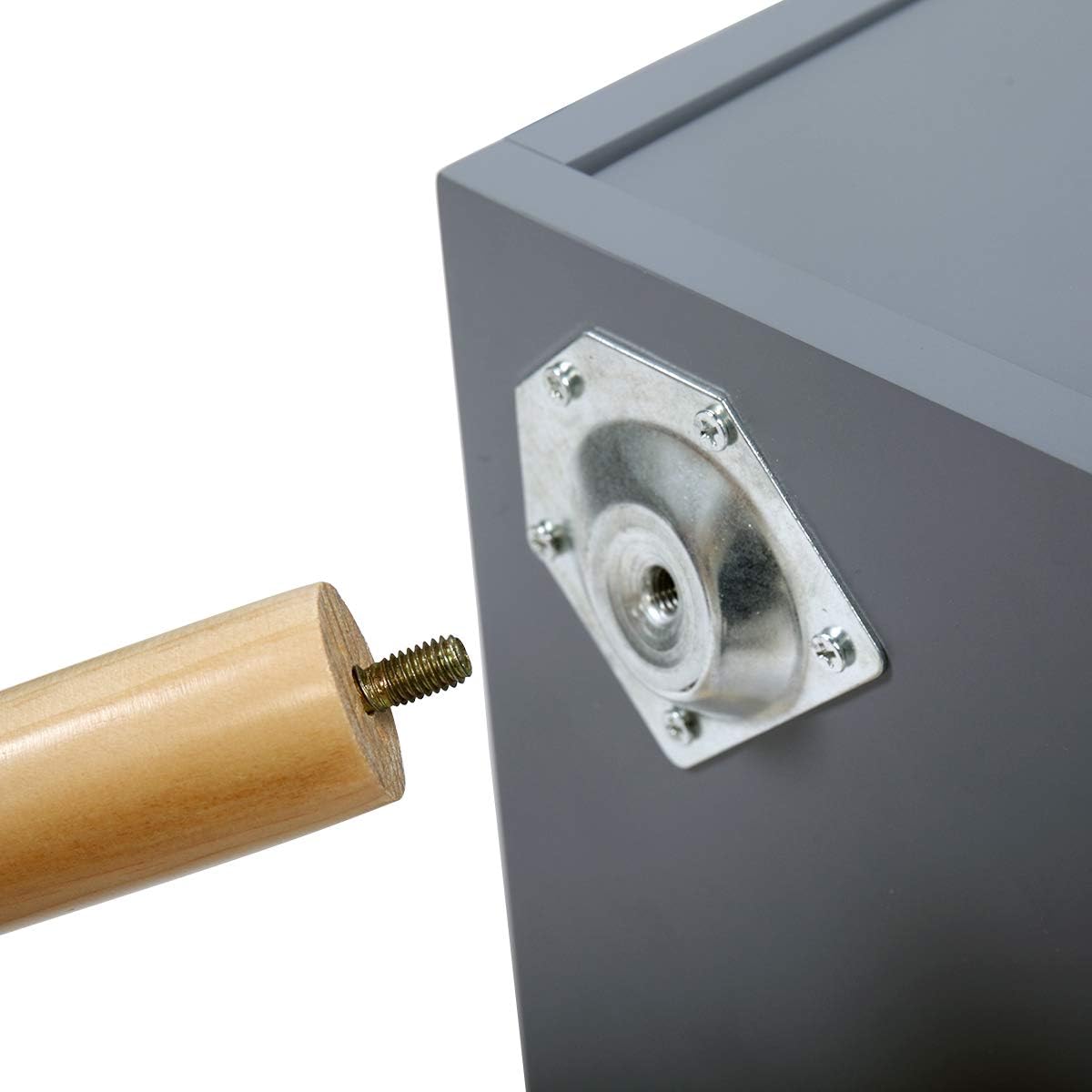 Set of 2 Nightstand End Table, Mid-Century Bedroom Furniture, Storage Wood Cabinet Accent Side Table w/ 2 Drawers, Grey