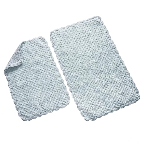 Image of THE HOME TALK Cotton Bathmats | Water Absorbent Runners | Regular Striped Rugs | Floor Mats for Kitchen, Bathroom & Sink | Ultra Soft Mats | Non-Slip Store (Dusky Blue, (50x80cm) and (40x60 cm))