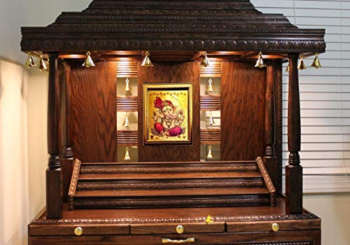 Image of ADA Handicraft Ganesh Ji Photo Frame for Wall and Pooja /Poster for Pooja /Religious Framed... Rectangular, Wood, Ganeshjee 1