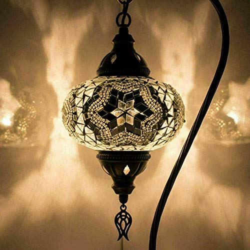 ENVA Lámpara de mosaico marroquí turco (20 variantes), lámpara turca hecha a mano, con cuello de cisne y mosaico, para mesa, escritorio, mesita de noche, bombilla LED gratis (3015)