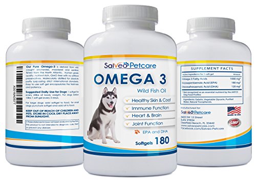 Omega 3 Fish Oil For Dogs - Natural Pet Supplement For Shiny Coat - Wild Caught More Epa & Dha Than Salmon Oil - 180 Capsules No Fishy Smell Or Mess - Ideal For Medium Large Dogs #TOP5
