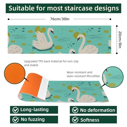 Protectores de escaleras de madera antideslizantes patrón cisne 3