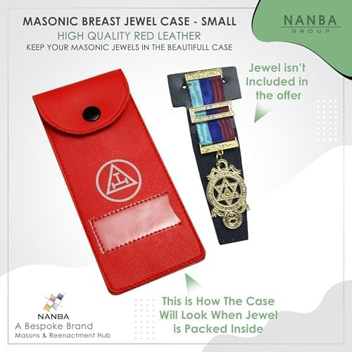 Masonic Regalia Pocket Jewel Holder Case  Leather Carry Wallet with Soft Lining for Freemason Lodge Jewels, Pins & Badges - Royal Arch Silver