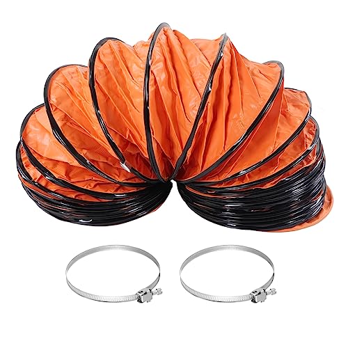 FLEXMAN 12in Flexible Duct Hose, PVC Adjustable Ventilation 8 Meter Long Hose with 2 Clamps for Ventilation Fan and Pipeline