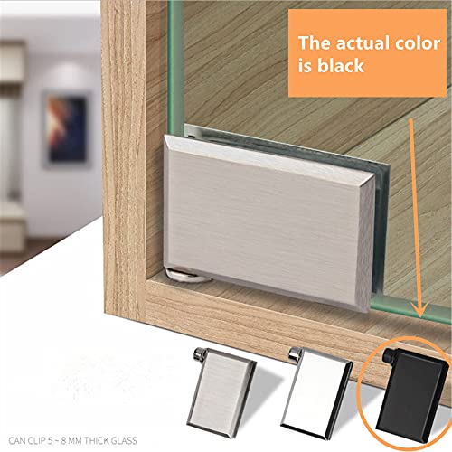 Quluxe Zinc Alloy Glass Door Pivot Hinge With Clamp Set For 5-8Mm Glass Door, Up And Down Shaft- Black (Pack Of 2) #TOP5