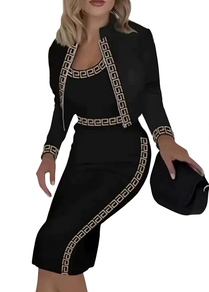 shownicer Ensemble 3 Pièces Femme Slim Fit Tank Top + Jupe Taille Haute + Cardigan Casual Cocktail Outfits