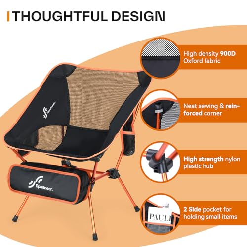 Sportneer Campingstuhl Faltbar Camping Stuhl Tragbarer Campingstühle 150Kg Faltstuhl Ultraleichter Packmaß Kleiner Klappstuhl mit Tragetasche für Picknick, Outdoor, Wandern – Bild 6