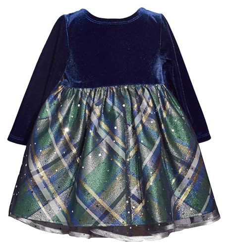 Bonnie Jean Baby Girls 3M-4T Velvet Taffeta Plaid Christmas Dress3