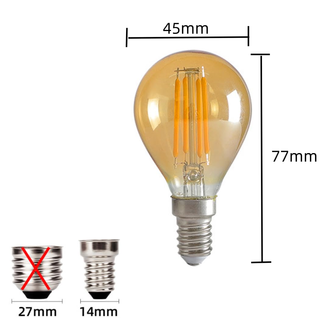 6 Pièces G45 E14 4W 220V Ampoule LED Rétro Lampe d'intérieur Ampoule Shop Lampe De Table Lampe De Bureau Spot Living Lighting Blanc Chaud