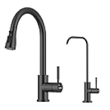 WEWE Kitchen Faucets with Pull Down Sprayer, Stainless Steel Single Handle 1 Hole for Family Kitchen with WEWE Drinking Water Faucet, Matte Black