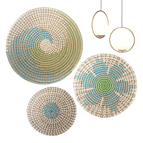 Ziurmut Canasta de pared para decoración de pared, 25 cm, con borlas de, cesta tejida de hierba marina para el hogar, cesta de decoración de pared para Navidad, bohemio, casa de campo