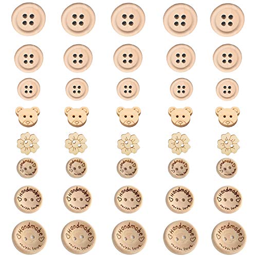 Sweieoni Boutons en Bois Bouton Mercerie 160 Pièces Mixte Taille Bouton Bois Mercerie Boutons Mercerie pour Confection de Bricolage Bouton la Couture et L'artisanat Décorations DIY