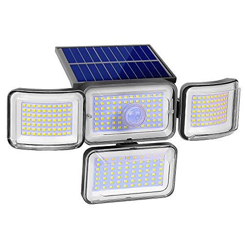 SOARCHICK 4 Heads Solar Outdoor Lights IP65 Waterproof Solar Powered Motion Sensor Security Lights 288 LED 3000LM Outdoor Flood Lights Adjustable Wide Angle for Yard Garden Garage Pathway Patio 1 Pack