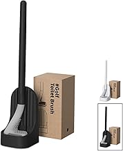 Brosse de Toilette en Silicone désign Club de Golf | tête Poils TPR Flexibles, Séchage Rapide, Nettoyage WC 360º | Comprend Porte-Brosse WC Anti-Goutte, Montage Mural ou Sol (1 pc, Noir)