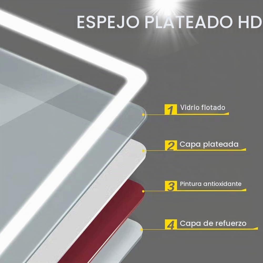 Increíble Espejo de iluminación para baño, Interruptor de Toque Espejo, protección del Medio Ambiente y Ahorro de energía, 5050LED Blanco, Nuevo listado, Esquinas Redondeadas (50 * 70cm)