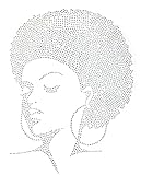 Large Afro Hair Lady All Clear Rhinestone Crystal Iron On Transfer 9x11.5' Hot Fix Bling DIY