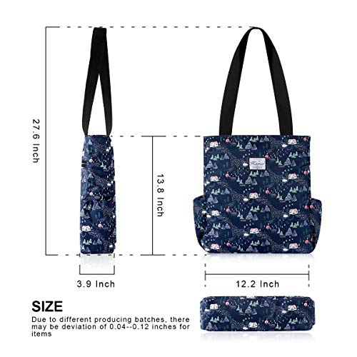 Image of KAMO Floral Tote Bag - Waterproof Lightweight Handbags Travel Shoulder Bag for Hiking Yoga Gym Swimming Travel Beach