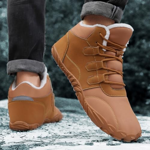 Winter Hike Barefoot Snow Boots Womens Men Minimalist Boots with Wide Toe Box Short Ankle Booties Anti-Slip Barefoot Zero Drop Boot Women for Walking Outdoor3