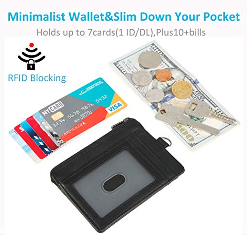 Badge Holders Mens Lanyard Wallet Genuine Leather Slim Card Wallet with Zipper RFID Blocking Card Holder …4