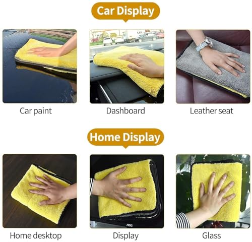 Image of 4 PCS Car Cleaning Kit Combo with Microfiber Duster, Detailing Brushes & Premium Microfiber Cloth | Scratch Free Car Interior & Exterior Cleaning Kit for Dashboard, AC Vents, Seats & Body