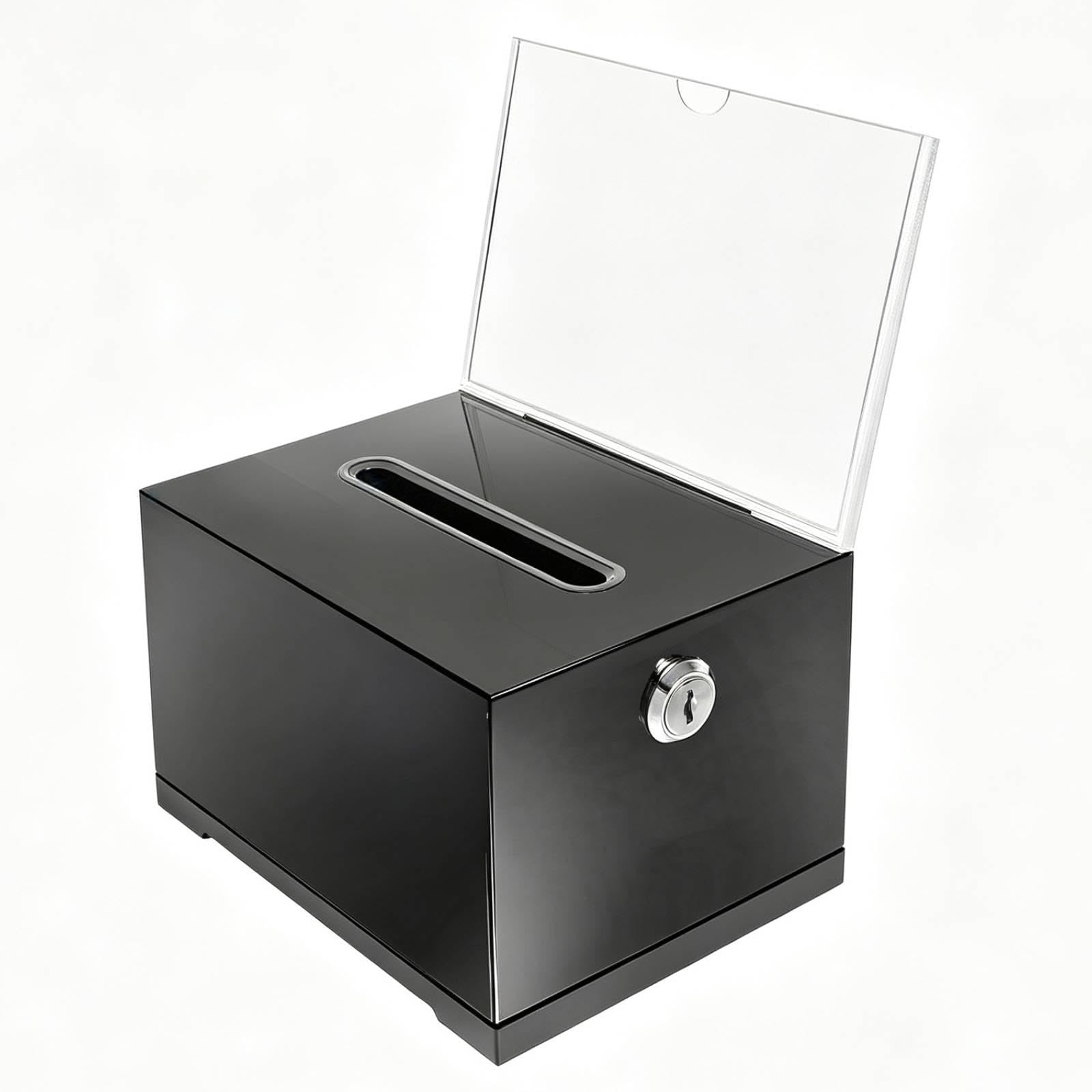 Boîte à suggestions/à acrylique avec serrure pour la collecte des bulletins au bureau, Noir