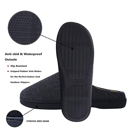 Dl Mens Memory Foam Slippers Slip On, Comfy House Slippers For Mens Indoor Outdoor, Cozy Men's Bedroom Slippers Warm Soft Flannel Lining Closed Toe Man Slippers Size 9-10 Gray #TOP3