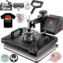 Maquina Para Bordar Camisetas 5 en 1 Prensa de Calor 38 x 30 cm, Máquina de Transferencia de Calor Multifuncional Máquina de Sublimación para Camisetas Tazas Platos Sombreros