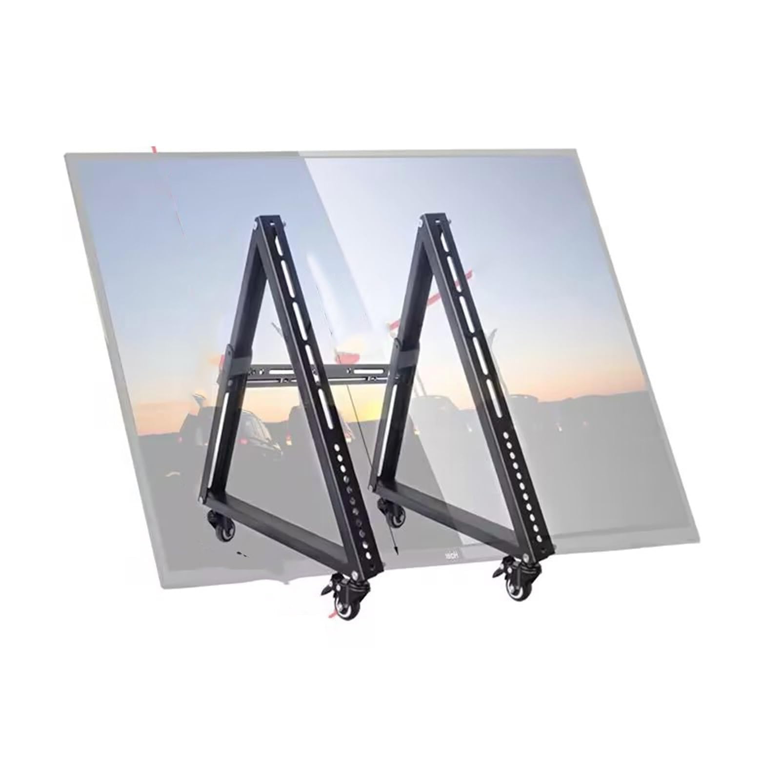 QICBYING Portable TV Floor Stand - Mobile TV Cart With Wheels, For 32-75 Inch TVs, Low Profile Floor Monitor Cart, Low Profile With Reinforced Connection Bracket