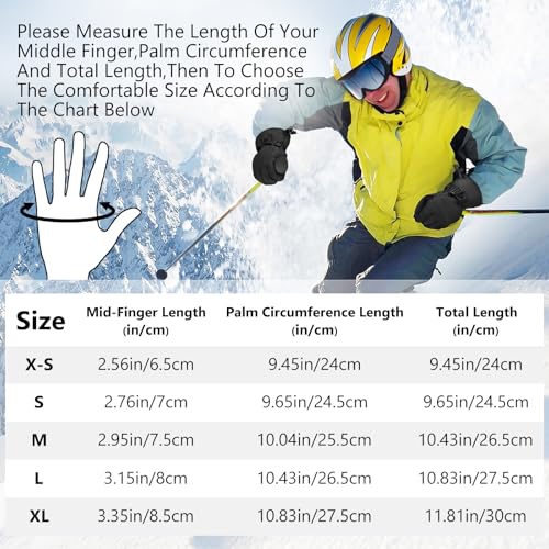 Odtmger Ski Gloves, Warmest Waterproof And Breathable Snow Gloves For Cold Weather, Fits Adult,For Parent Child Outdoor - 9