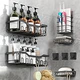 Oferta flash: juego de 4 estantes de aluminio para baño o cocina baja a su menor precio SOZOMO Paquete de 8 Estantes de Regadera con Adhesivos,Prueba de óxido,Sin Taladrar,Estante Organizador Regadera para...