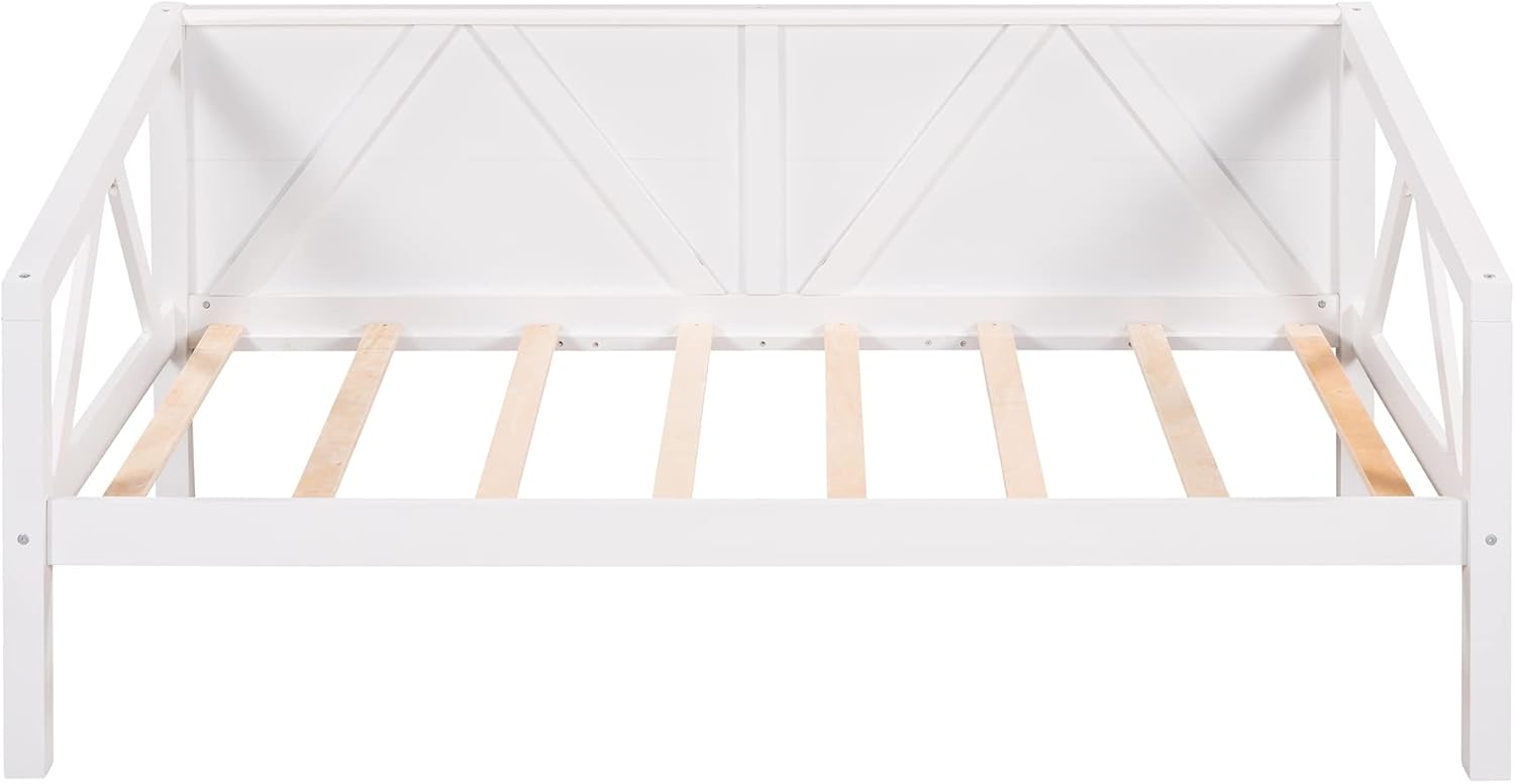 Twin Size Daybed with Wood Slat Support, Multi-Functional Sofa Bed Frame for Kids/Teens/Bedroom/Living Room, No Spring Box Needed (White+Twin)