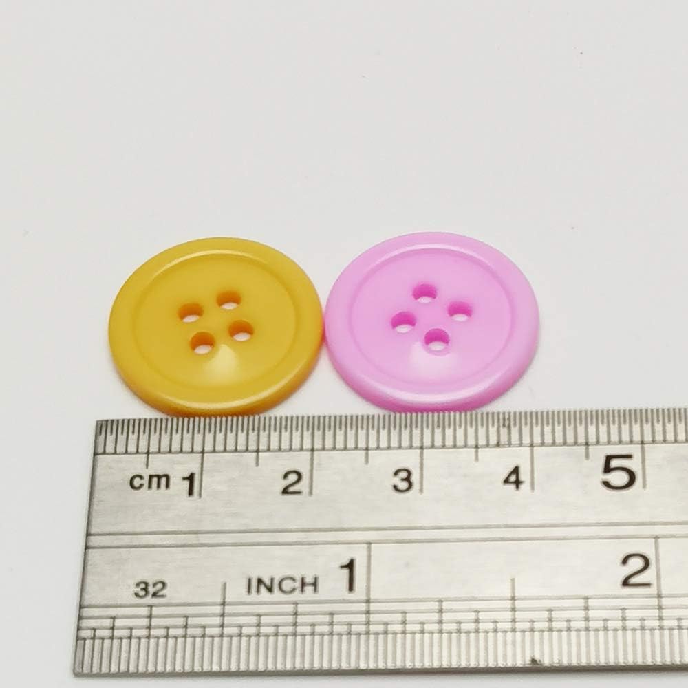 Chenkou Craft Mix Color Plastic Resin Circle Big Button 4 Holes DIY Craft Sewing 3/4"(20mm) 100pcs(Mix, 3/4"(20mm))