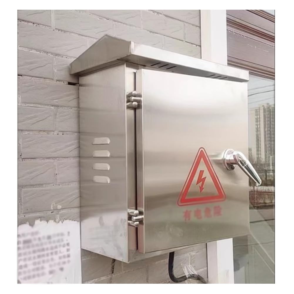 Scatola di Derivazione Impermeabile in Acciaio Inox 304, con Chiusura A Chiave, Resistente alle Intemperie, Ideale per Progetti Elettrici. Armadio Elettrico per Esterni,Silver-50x40x20cm
