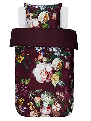 ESSENZA Bettwäsche Fleur Burgundy Satin Blumen Blüten Geblümt...