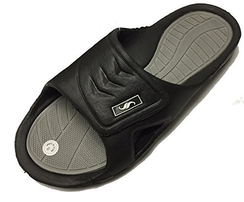 New Men's Rubber Slide Sandal Adjustable Strap in Black Beach or Shower (11, S-Blue)2