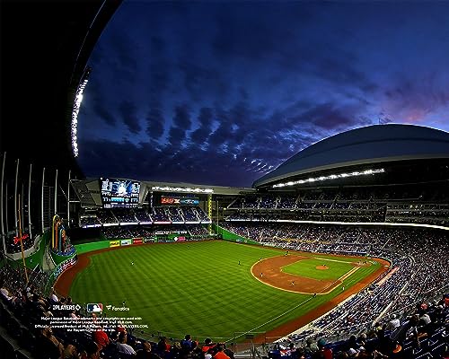 Marlins Park Florida Marlins Unsigned Night Time Left Field Overview