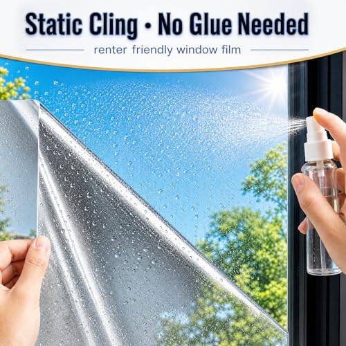 Image of WPCTEV One Way Window Privacy Film, Mirror Tint, Silver 29.5In x 13.1Ft