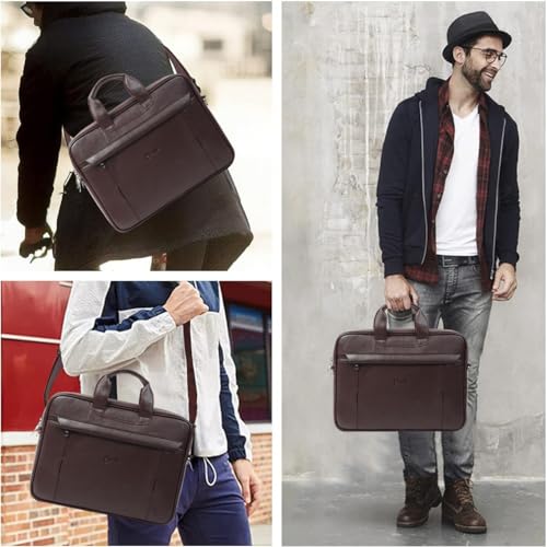 Image of RIONTO Edge Vegan Leather Laptop Bag for Men Office Use | Upto 15.6 inch | Mobile & Pen Compartment with Multiple Organizers | Professional Office Bag for Man & Women