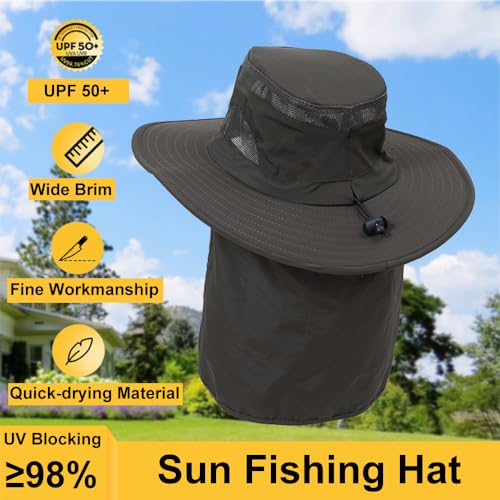 TopHomer Chapéu de pesca para homens e mulheres Chapéu de sol FPS 50+ Chapéu balde de aba larga resp