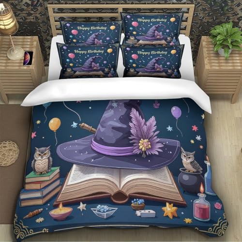 Parure de lit chapeau de sorcière idée cadeau fille lit single 140x200