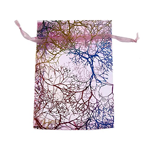Tvoip 100 Sacchetti In Organza Con Coulisse – Motivo Corallo, Multicolore, 10x15 Cm, Per Bomboniere E Regali - 2
