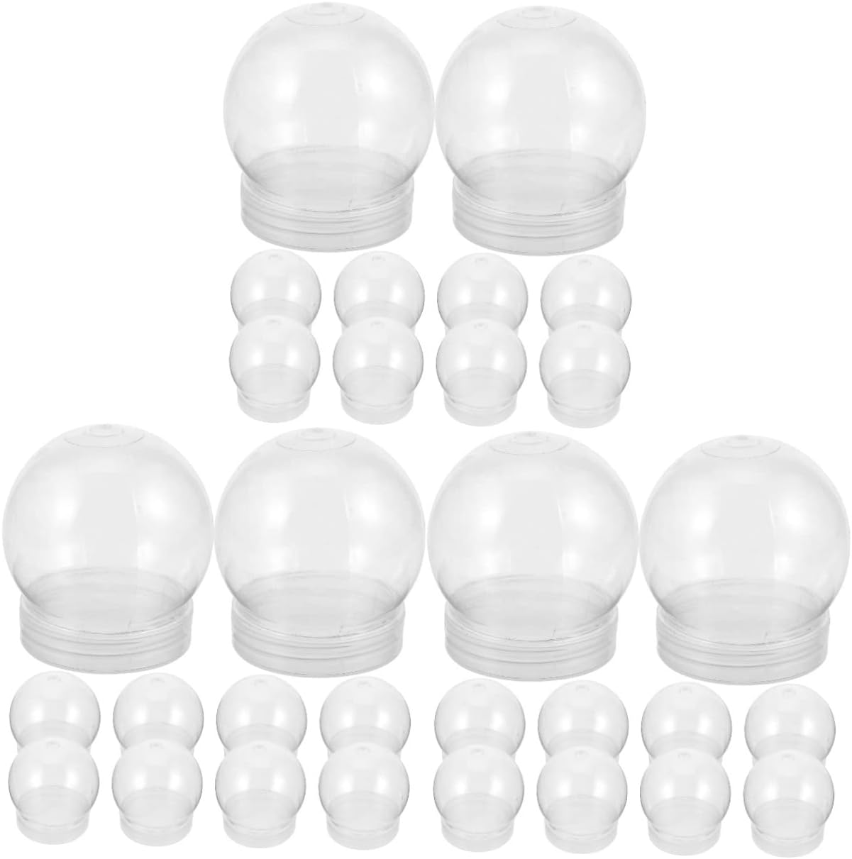 Plastic Snow Globe Round Light Bulbs Mini Jars 30 Pcs DIY