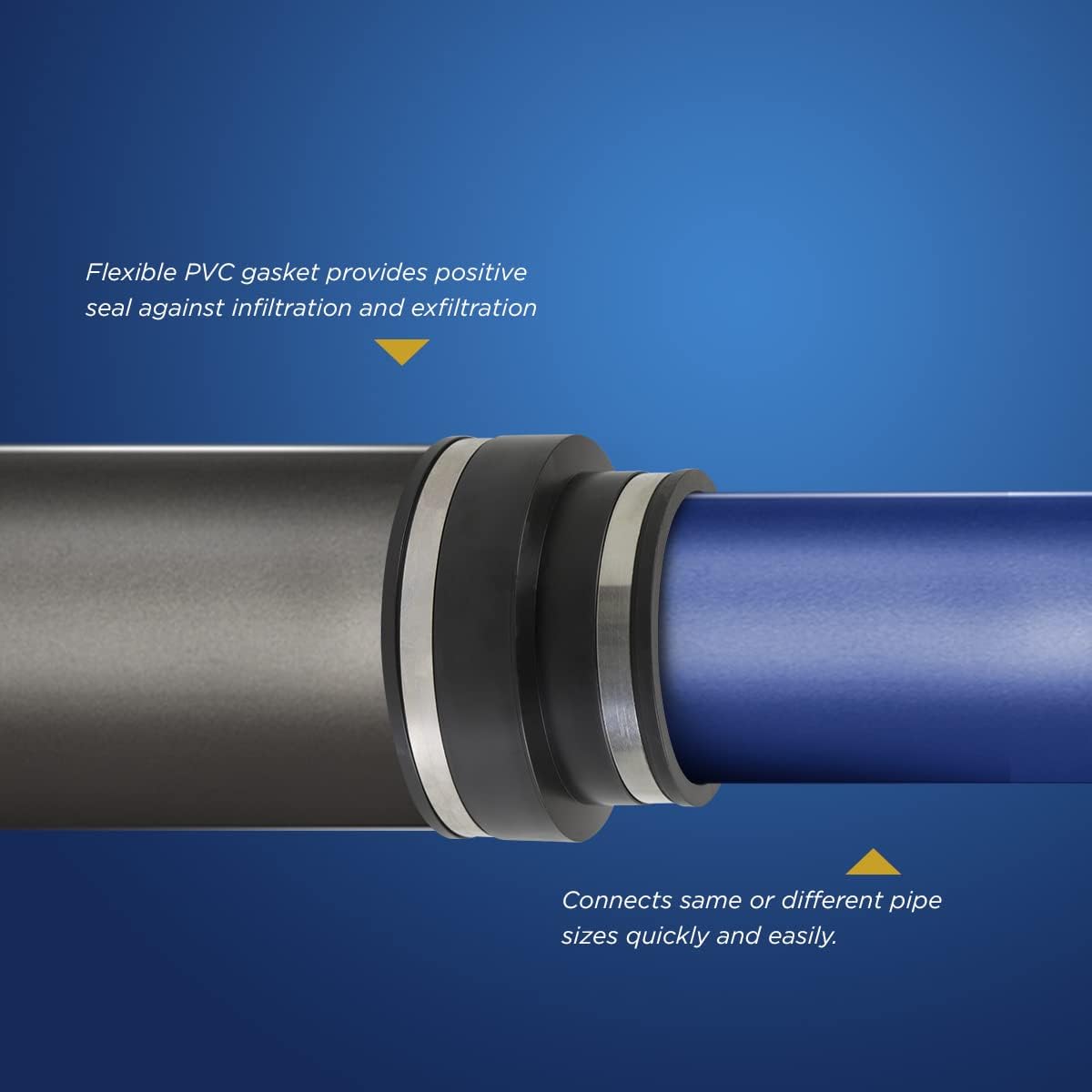Supply Giant 6I59x2 Flexible Pvc Reducing Coupling with Stainless Steel Clamps 5 x 4 inch Black (pack of 2)
