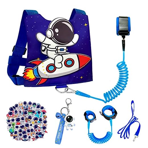Correa Niños Seguridad, 5-en-1 Astronauta Ajustable Arnés de Bebe con Correa Anti-Perdida para Niños+Astronauta llavero y Pegatina Adecuado Zoológicos,Centros Comerciales,Parques etc...