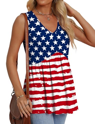 Image of OFEEFAN Womens Tank Tops 2025 Flowy Peplum Tops for Women Dressy Sleeveless V Neck Babydoll Tank Tops